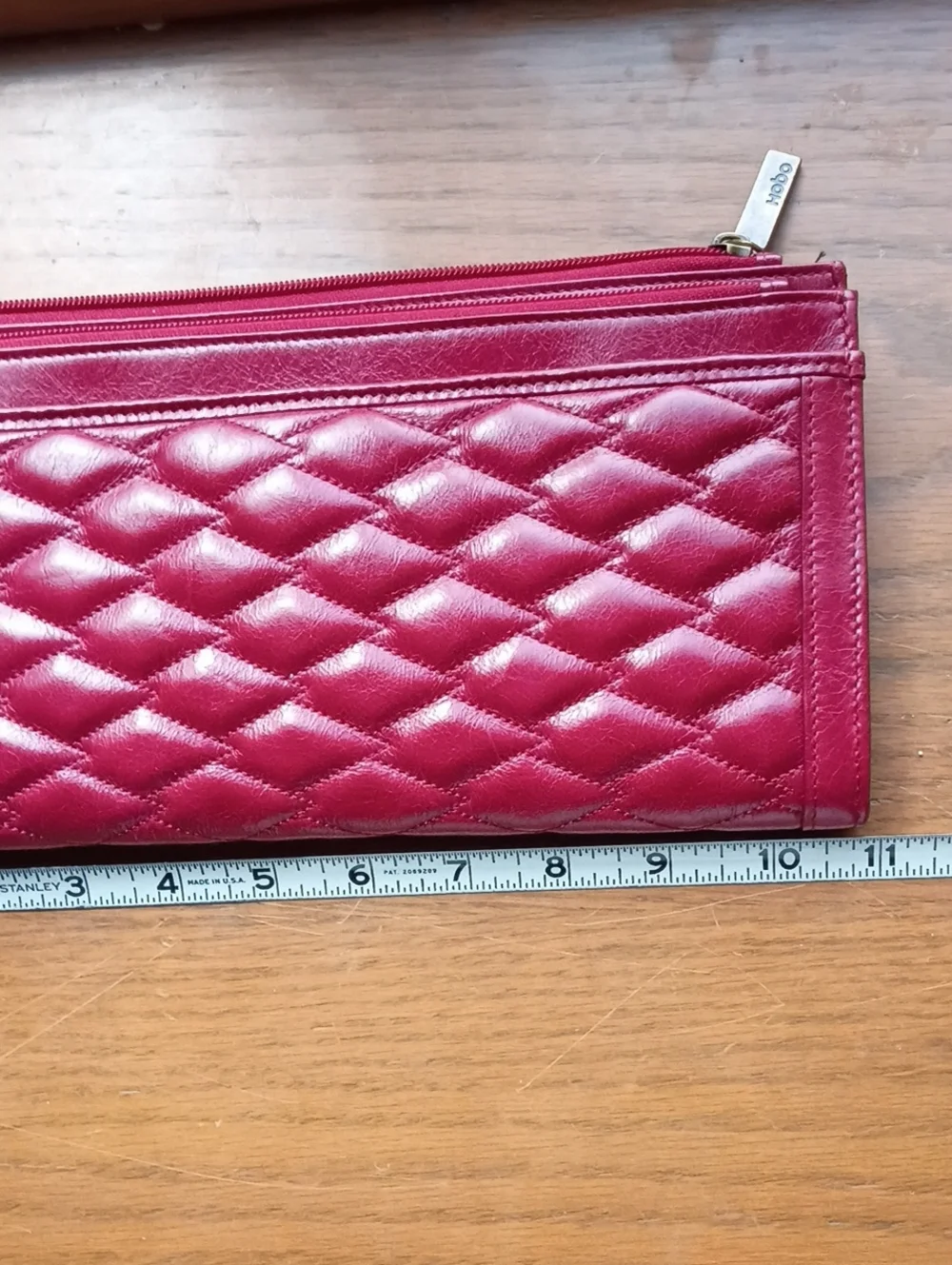 Hobo Quilted Leather Clutch Purse, Rust Color NWOT, Multi Compartments